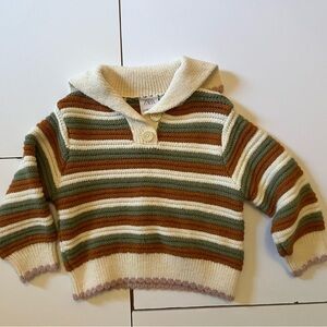 Zara Striped Kids Sweater - Cream, Green, Brown